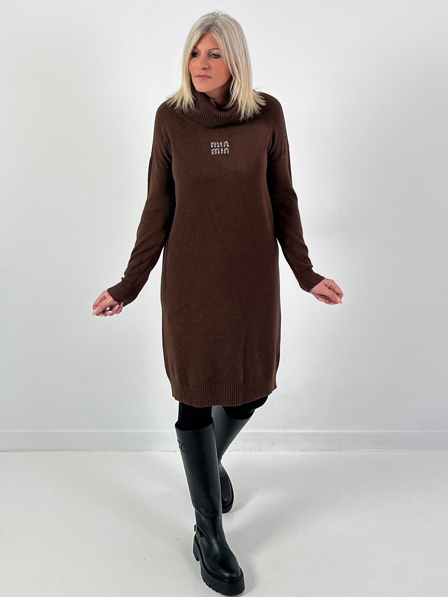 Knit dress model "Shine Story" - chocolate