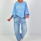 Jeans mit Ösen - denim
