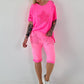 T-Shirt mit Häkelstern-Nieten-Cut-Outs - neonpink