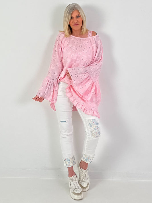 Tunika/Kleid mit Lochstick - rosa