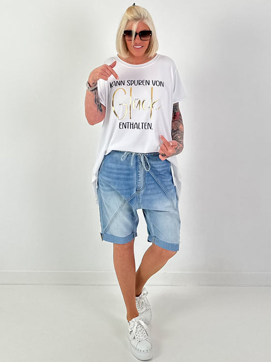 Long T-Shirt Glück - weiss