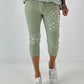 Capri Hose mit Leo Strass - salbei
