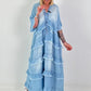 Jeans dress with ruffles - light blue