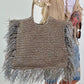 Large crochet bag with lurex - taupe-silver