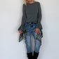 T-shirt with small trumpet sleeves - anthracite
