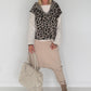 Kurzarm-Hoodie mit All Over Leo-Print - taupe ( lieferbar ab ca. 28.08.26)