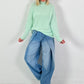 Jeans mit weitem Bein Modell "Loose Fold" - denim