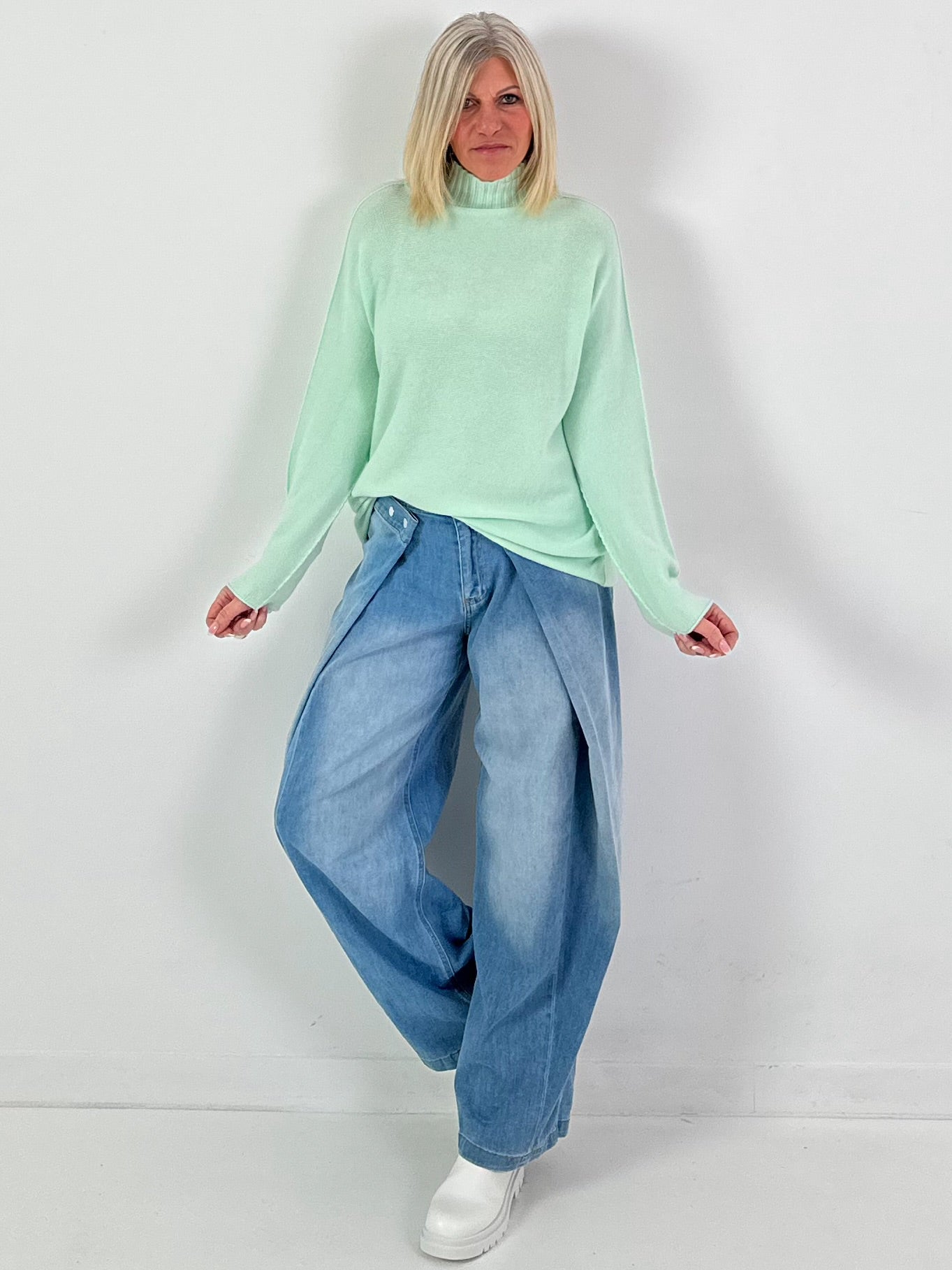 Jeans mit weitem Bein Modell "Loose Fold" - denim