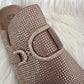 Pantoletten mit Strasssteinen - beige