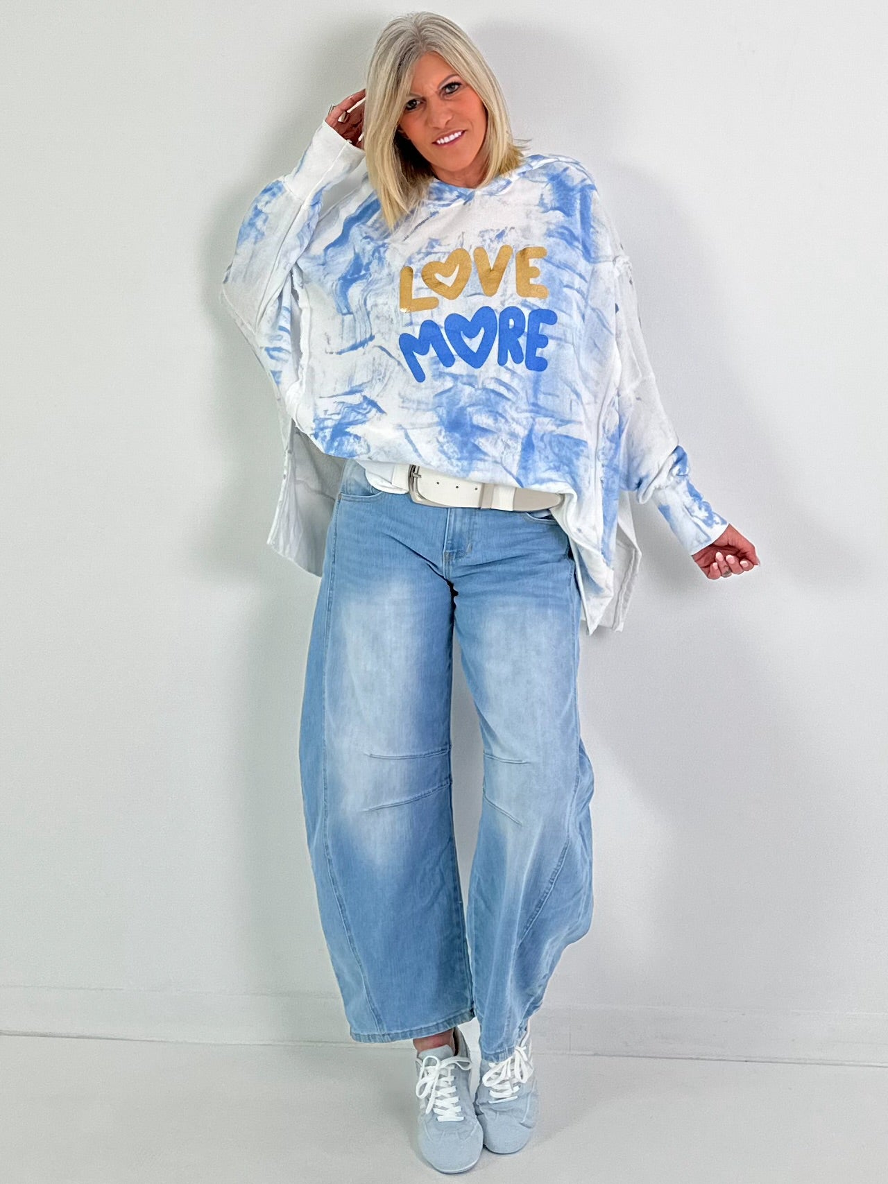 Oversized Hoodie Love - hellblau