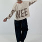 Sweatshirt SWEET mit Leo-Print - beige