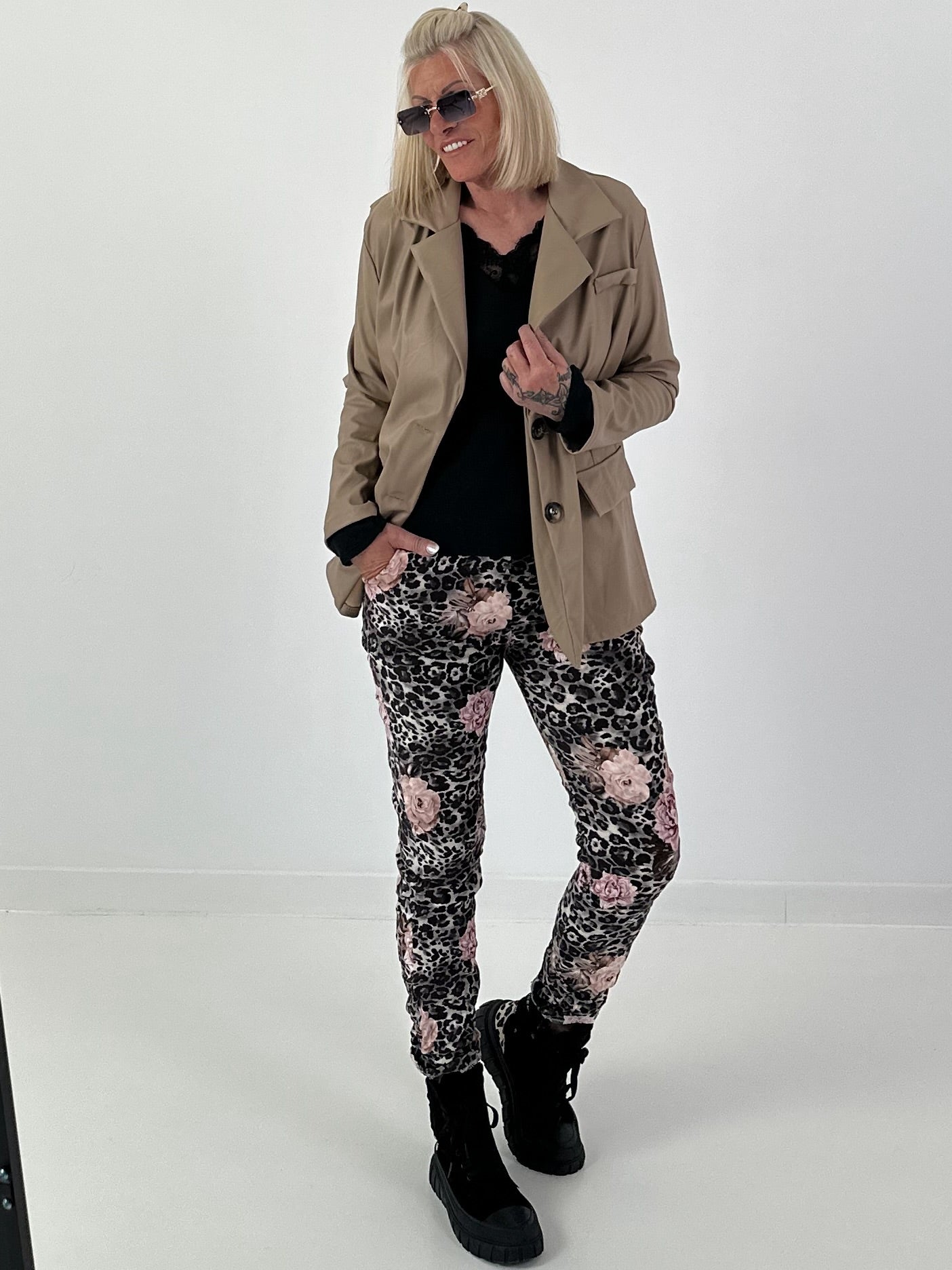 Blazer in Leder-Optik - taupe