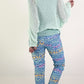 Hose mit Leo Print - blau-mehrfarbig