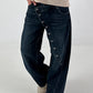 Jeans mit Knopfleiste quer - denim