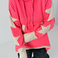 Lässiger Long Hoodie mit Daumenloch und trendigen Sternenelementen - neonpink