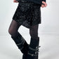 Shorts with overlay and sequins, model "Glam Motion" - black
