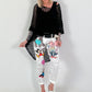 Trousers with print mix and comic motifs - white-grey-multicoloured