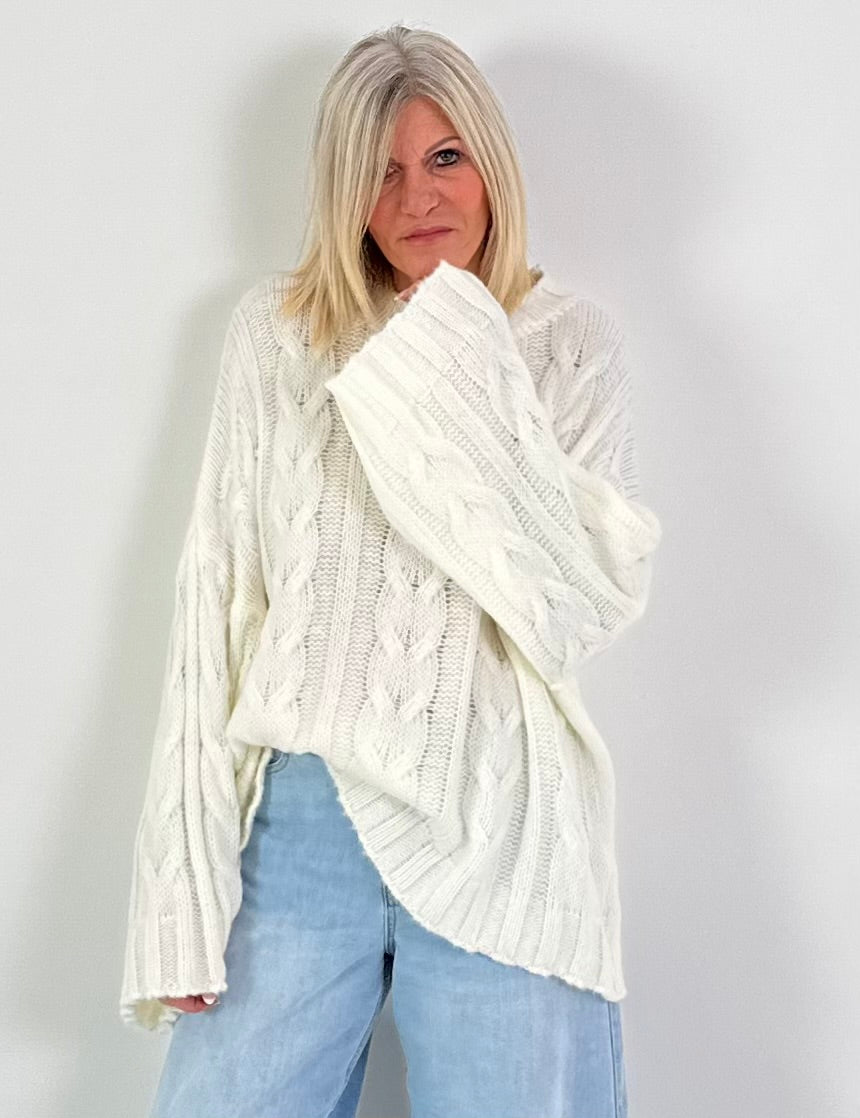 Pullover Modell "Soft Cable Knit" - ecru