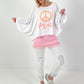 Oversized Shirt Peace - weiss