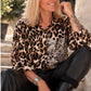 Bluse im Allover Leo-Look mit Strass-Leopard - beige-mokka-mehrfarbig