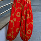 Leichte Pumphose mit floralem Print  - rot-camel