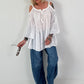 Tunika mit Lochstickerei und Off-Shoulder Cut-Outs - weiss