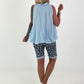 Ballon Blusen Top mit V-Neck - hellblau
