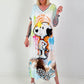 Jurk met printmix - wit-geel-multicolor