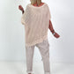 Häkelshirt mit Fransen asymmetrisch - beige