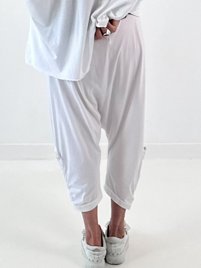 Sweatshirt Baggy met pijpverzameling - wit
