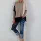 Oversized fijngebreide trui met stulpzakken – beige-taupe-zwart