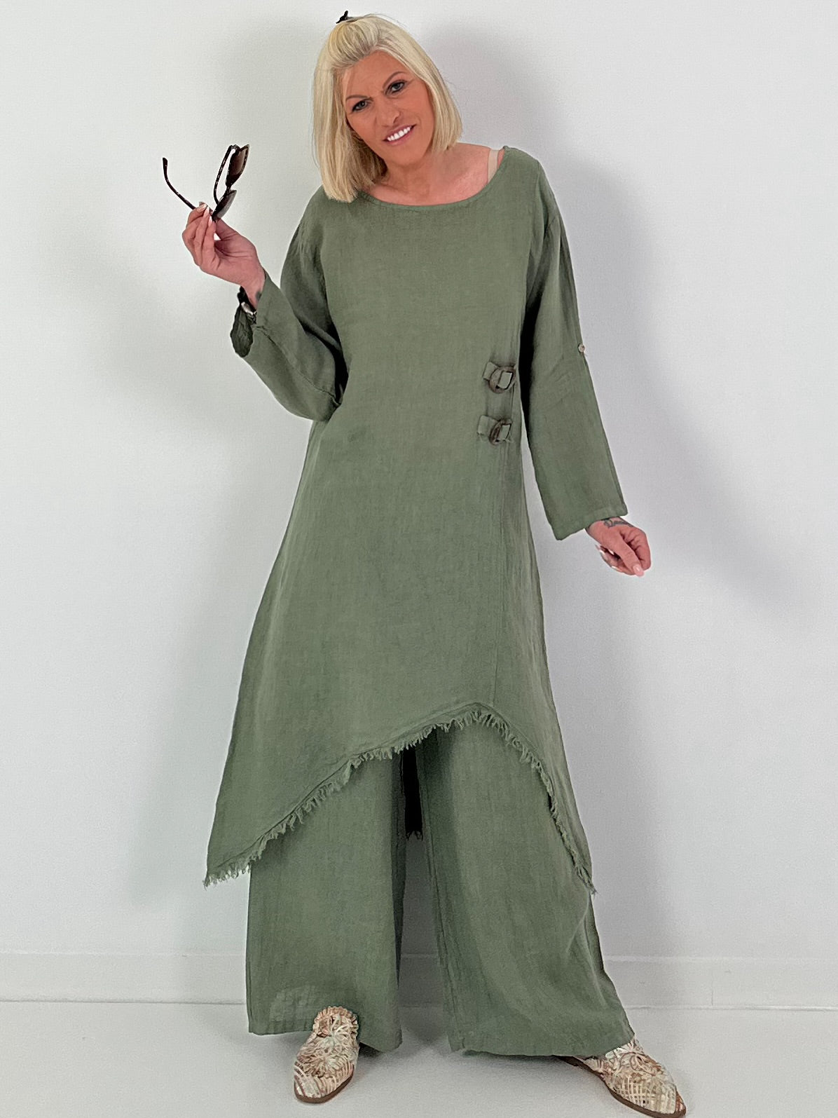 Linen two-piece - khaki