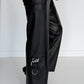 Vegan leren broek met wijde pijpen - zwart