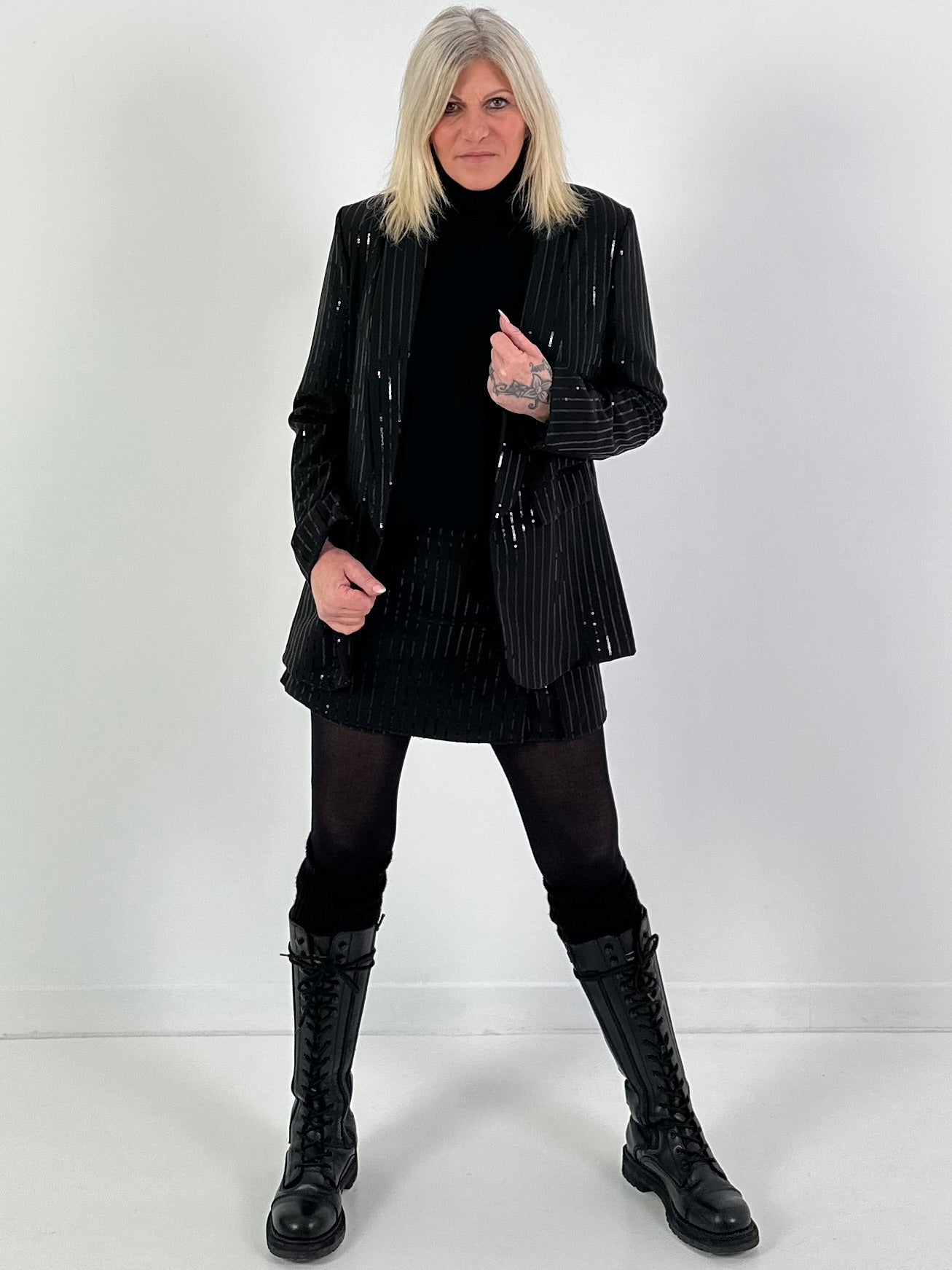 Blazer Modell "Midnight Sparkle" - schwarz-schwarze Pailletten