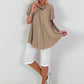 Plissee-Shirt mit Volantsärmel - taupe