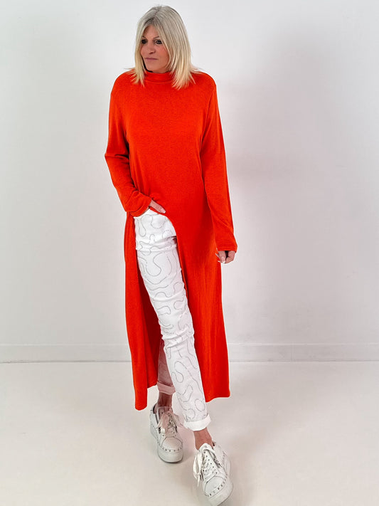 Long Pullover Modell "Calm Comfort" - orange