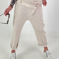 Baggy Hose im Layering Look - beige