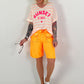 T-Shirt mit Streifen Sunset - ecru-neonorange