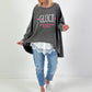 Oversized stonewashed Sweatshirt Modell "Glück..." - used black