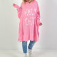 Oversized hoodie model "Holy Chic" - roze-wit