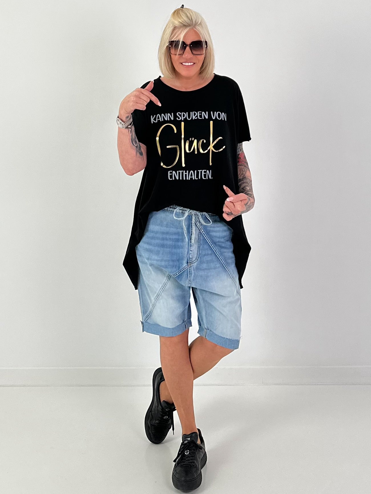 Long T-Shirt Luck - black
