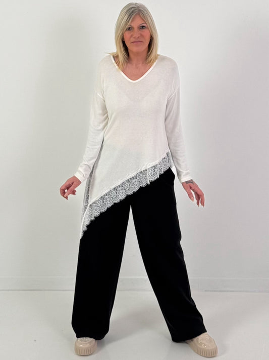 Feinstrick Pullover Modell "Velvet Ease" - ecru