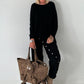 Soft Oversized Basic Pullover - Black