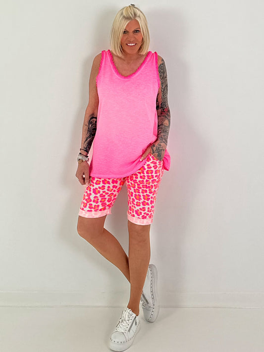 Top mit Fransen - neonpink