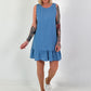 Light denim dress with flounce - blue