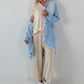 Oversized Leo Linen Military Coat - Khaki