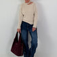 Knitted sweater with cut-out - beige
