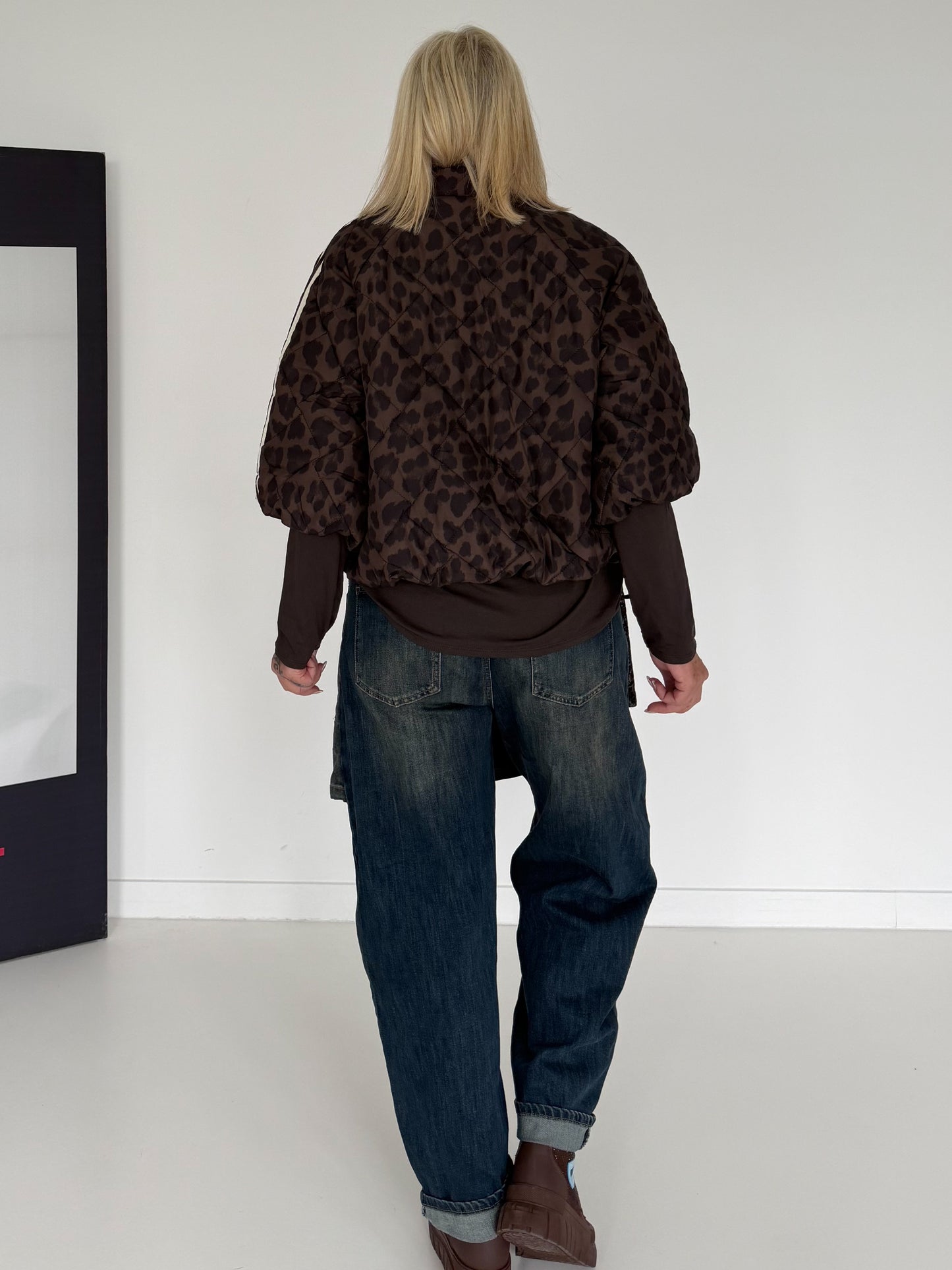 Weste im Leo-Look mit Streifen - leo-mokka