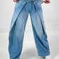 Jeans mit weitem Bein Modell "Loose Fold" - denim