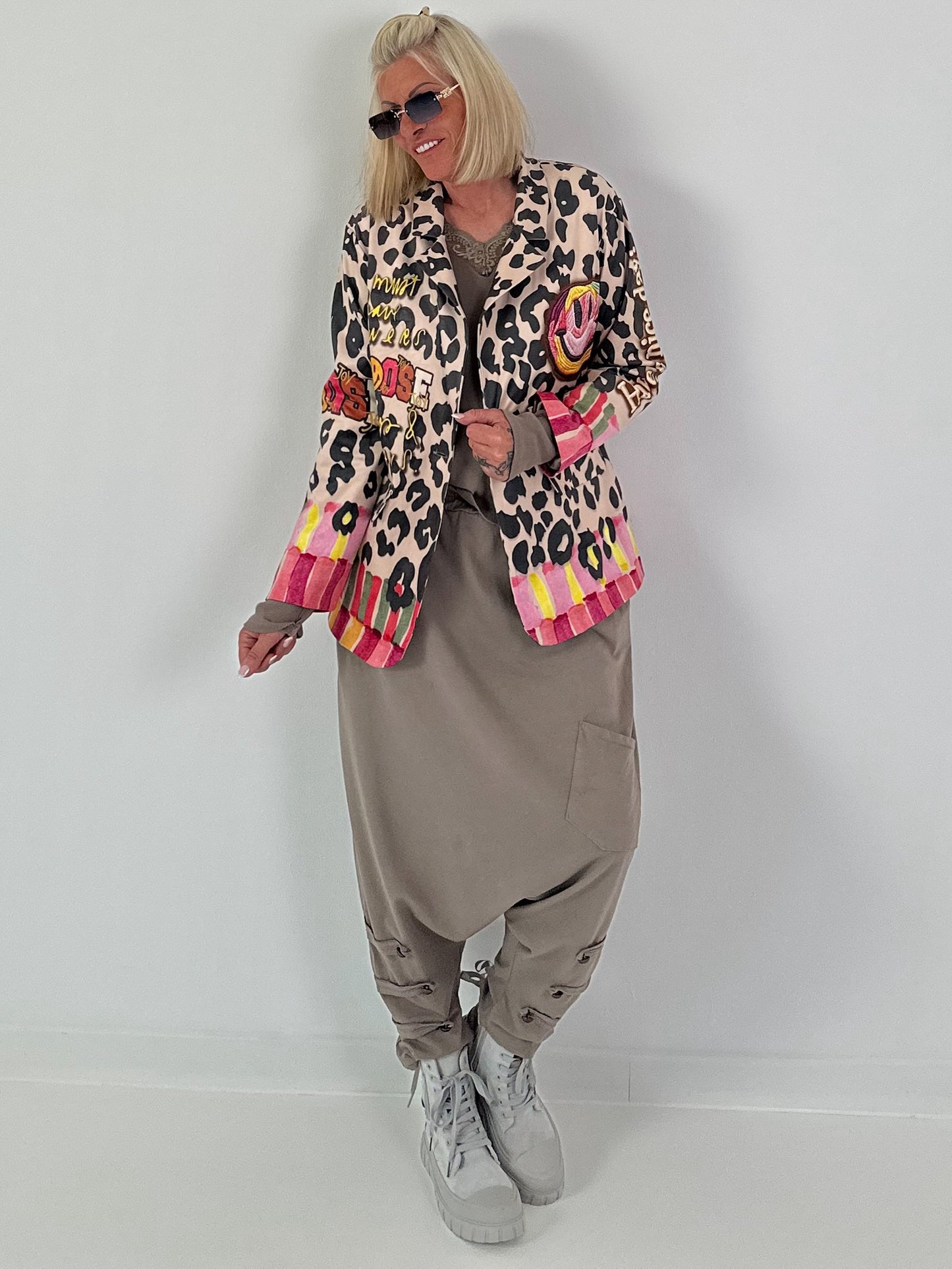 Blazer mit Print - beige-mehrfarbig